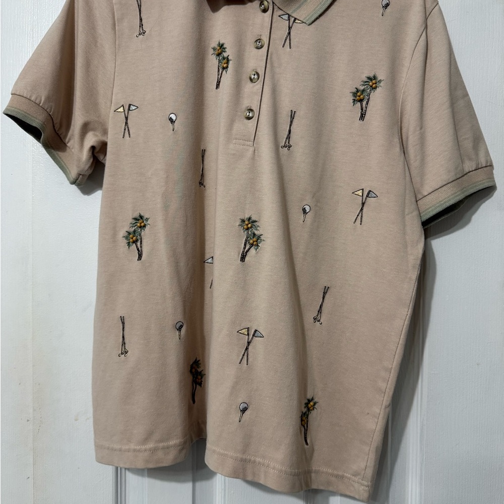 Coral Bay Beige Polo with Golf Embroidery Top Shirt